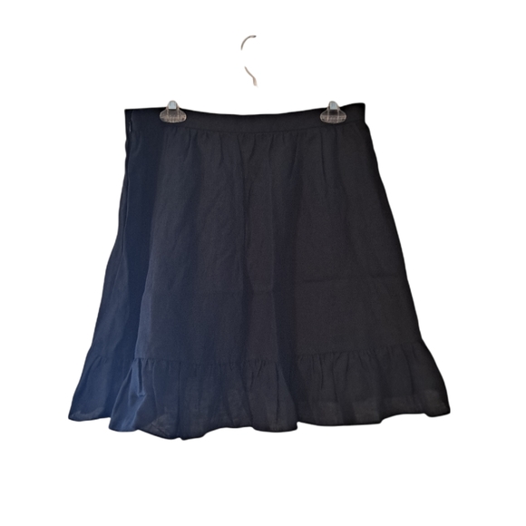 J.Crew Navy Ruffle 100% Linen Skirt 12P - Picture 2 of 6